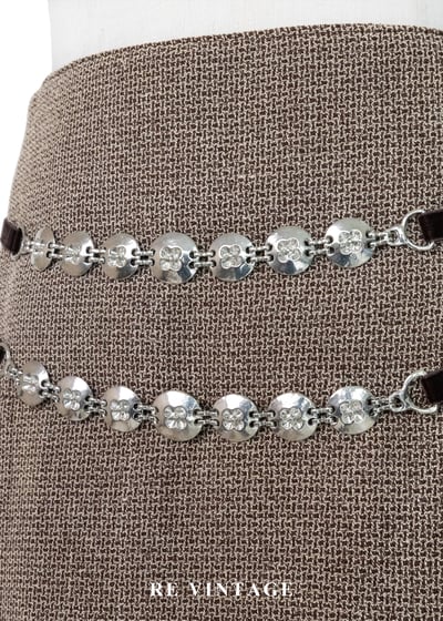 質感單品 - 時空銀釦褐色短裙（28"）5