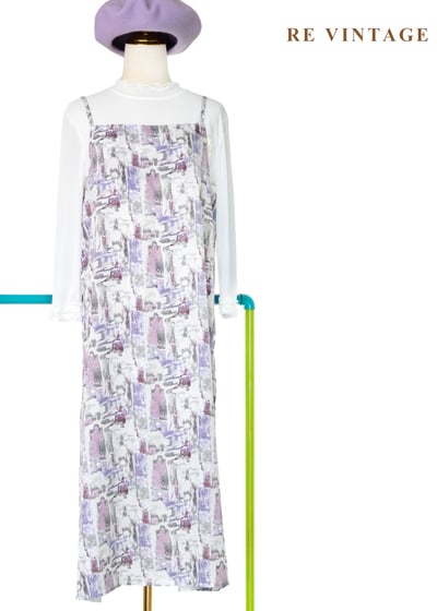 蒙馬特的街頭畫板細肩帶長洋裝1