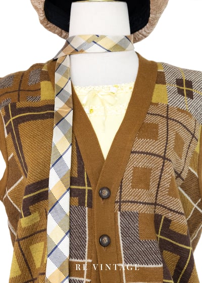 Topaz 格紋拼接針織毛衣背心3