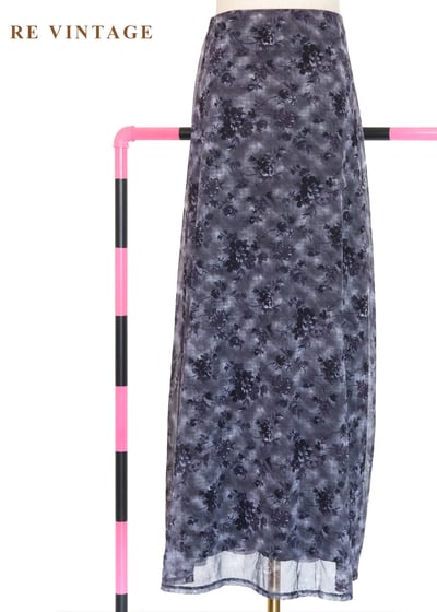 霧藍花朵網紗長裙（25-30"）7