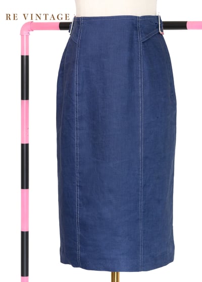 Classic Blue 高腰雙釦氣質裙裙（23"）1