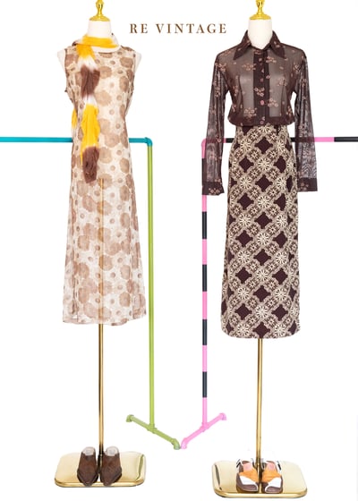 滿圖花花摩卡宗透膚雪紡長洋裝2