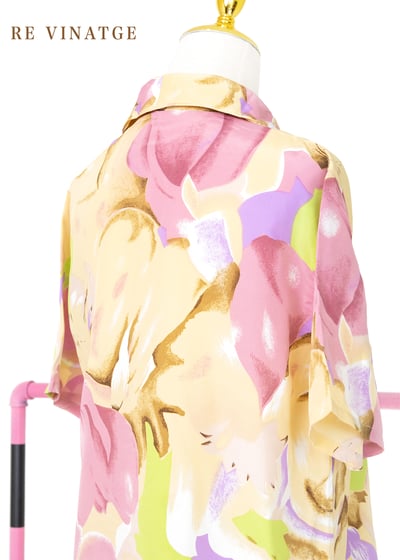 淡黃粉紅花夏日襯衫4