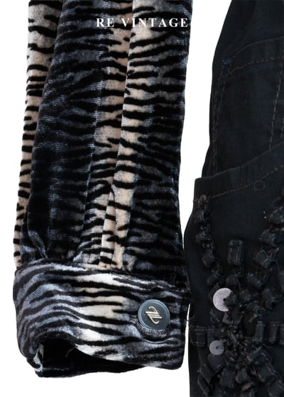 銀黑虎斑絨布長袖上衣4