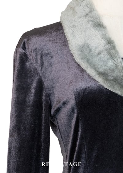 深冬劇場深灰光澤絨布長洋裝5