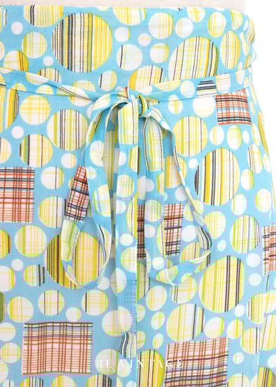 天空藍線條泡泡長裙（27"）5