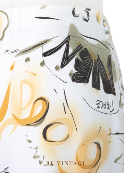 春天奶黃色手繪圖騰及膝裙（24-28"）5