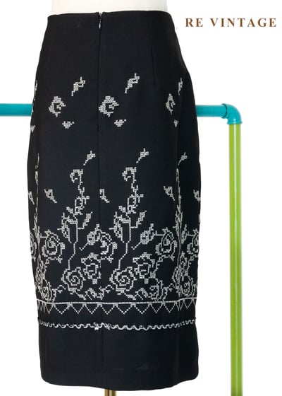 十字繡花卉古典韻味及膝裙（26"）9