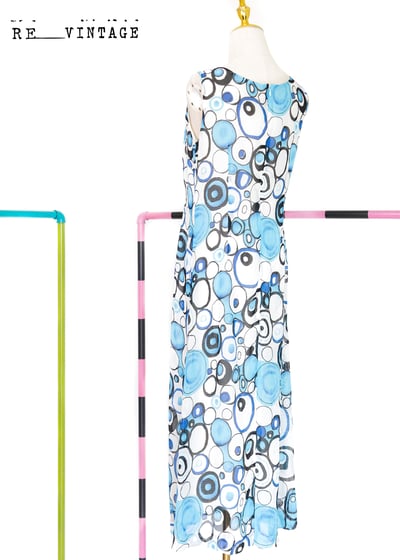 水藍普普圈圈夏日長洋裝6