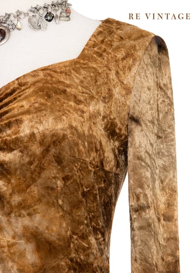 Tie dye金棕色絨布美美短洋裝6