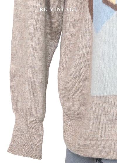 莫蘭迪抽象拼接圖騰針織毛衣6