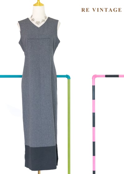 質感單品 - 視覺中心水泥灰長洋裝1