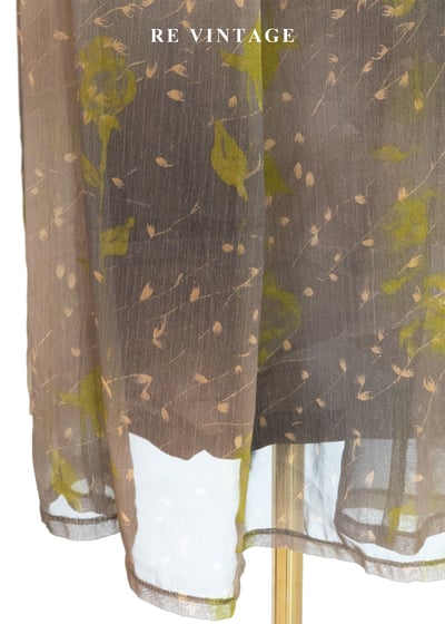 茶墨落葉不規則暈染長洋裝16