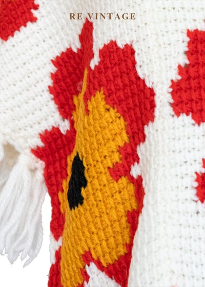 大紅花嬉皮白日夢像素針織上衣9