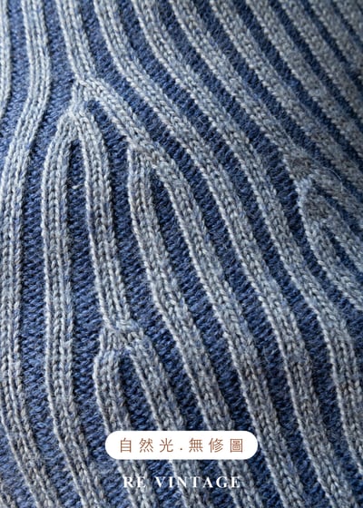 洗舊藍放射立體線條織紋套頭毛衣12