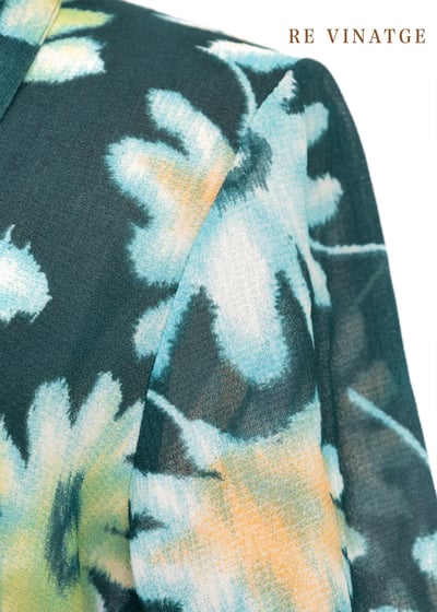 松花綠暈染大花朵長洋裝12