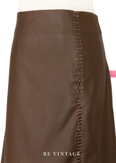 質感單品 - 深棕色金珠線條中長裙（27"）3