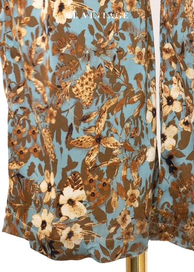 天空藍金棕色華麗花卉長褲(24-27")12