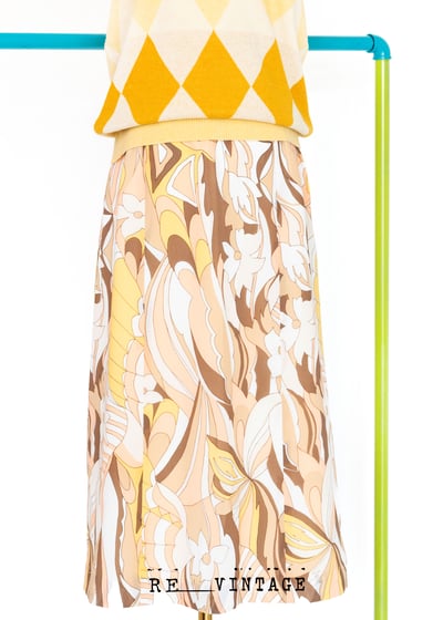 日本製 Peach Fuzz 漂亮圖騰中長裙1