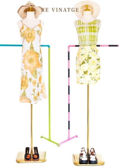 淡淡的粉黃色花朵短裙（26")2