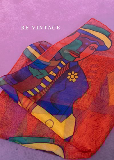 抽象的你我肖像絲巾6