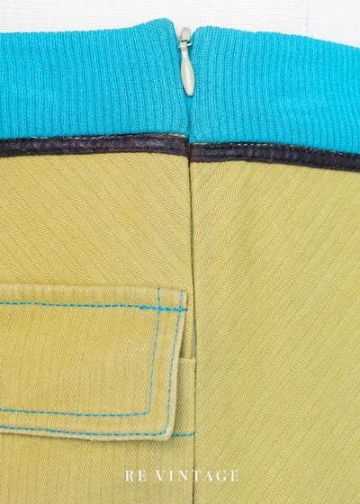 漂亮的芥末黃對比拼接中長裙（26"）8