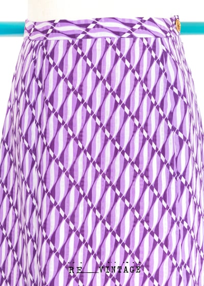 薰衣草波紋菱格中長裙3