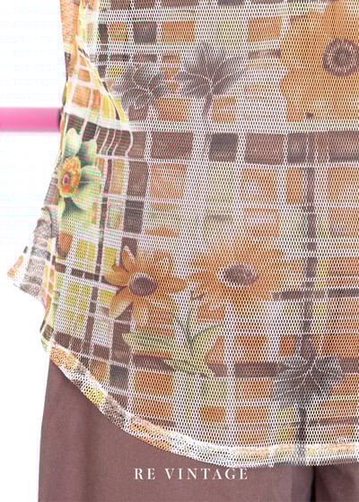 格子裡の可愛小花網紗上衣10