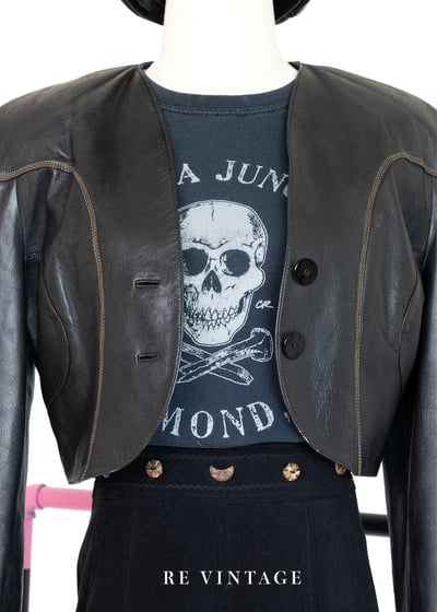 西班牙製 - 帥氣短版皮革外套2