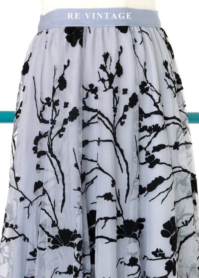 黑灰枝葉紋理紗質蓬裙(25-35")3