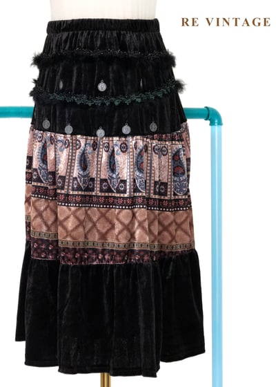 異國粉紅銀幣女王絨布美裙（22-27"）1