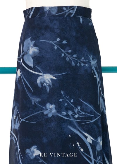 水墨花卉低語深藍長裙（26"）3