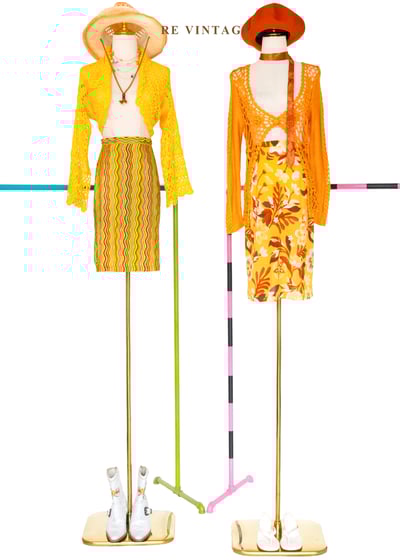 復古迷幻螢光波紋及膝裙(26")2