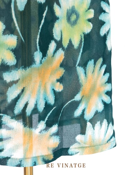 松花綠暈染大花朵長洋裝8