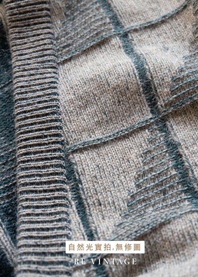 淺棕綠方格紋針織毛衣外套13