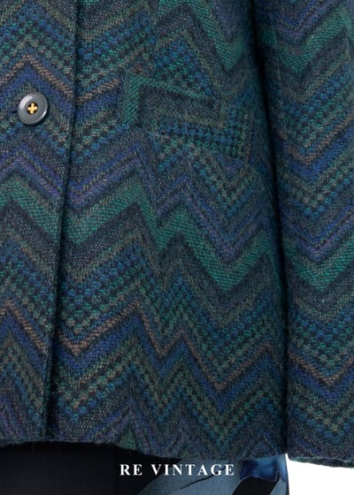 孔雀綠復古鋸齒紋雙排釦西裝外套7