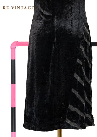 邊邊斑馬黑絨迷你洋裝15