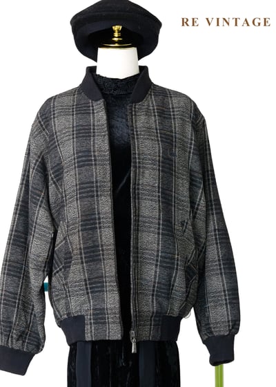 雜訊感黑灰格紋夾克外套1