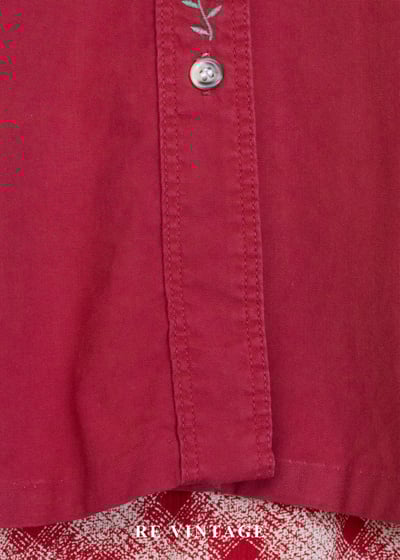 霧紅色歐洲鄉村小花長袖襯衫4