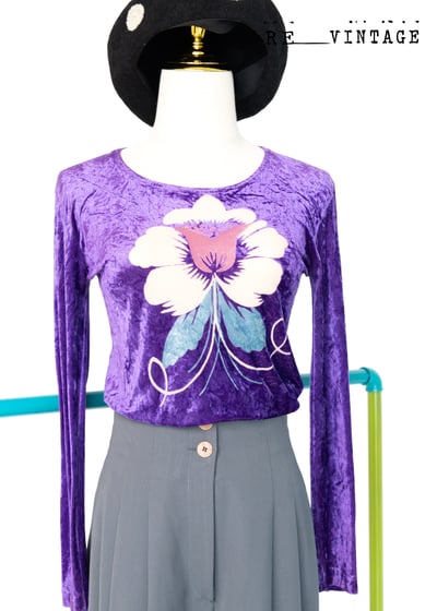 紫色絨布花朵貼身上衣1