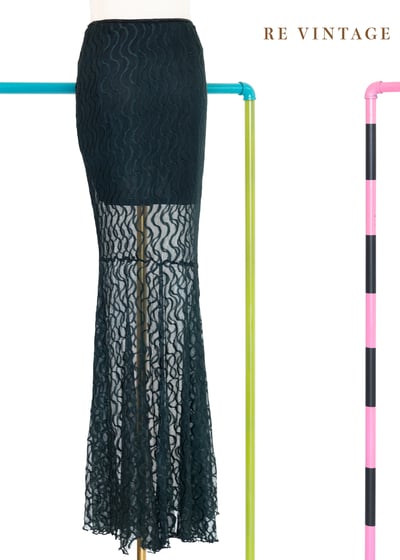 綠黑色波紋透膚美美長裙（23-30"）10