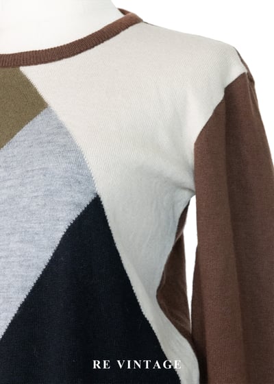 大地色拼接色塊針織毛衣4