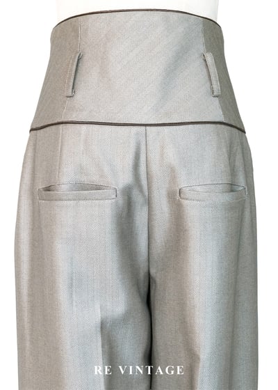 質感單品 - 摩登斜紋光影高腰雙排釦長褲（24"）10