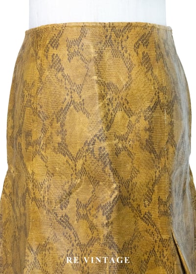 芥末黃蟒蛇紋皮革短裙（26"）7