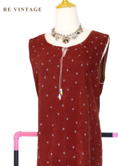 深深紅棗燈影復古長洋裝3