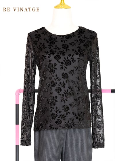 韓國製 - DKNY 黑玫瑰燒融輕薄長袖上衣10