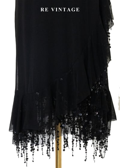 亮片流蘇不規則黑魔女長裙（26-29"）4