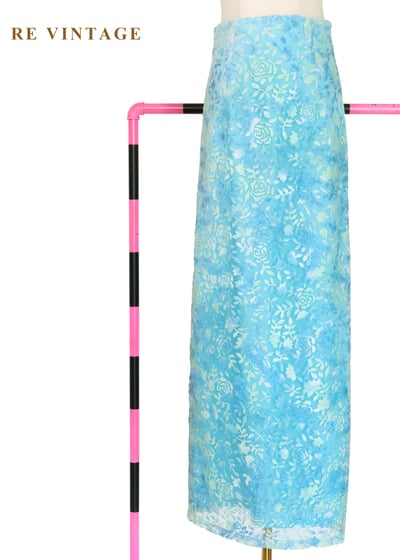 暈染湖水藍調玫瑰長裙（26"）1