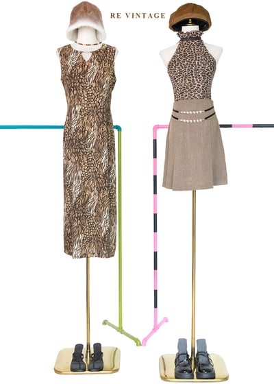 大地色墨跡迷宮藝術筆觸長洋裝2