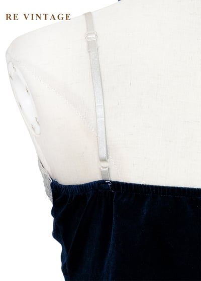 深藍蕾絲刺繡絨布細肩帶背心11